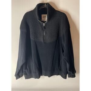 Aerie Black Sherpa Oversized 1/4 Zip Pullover Sweater Chunky Size XL